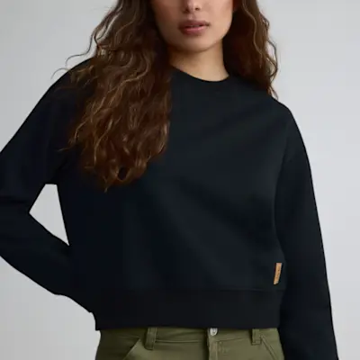 Chandail coton ouaté à col rond pour femme Taille: Petit