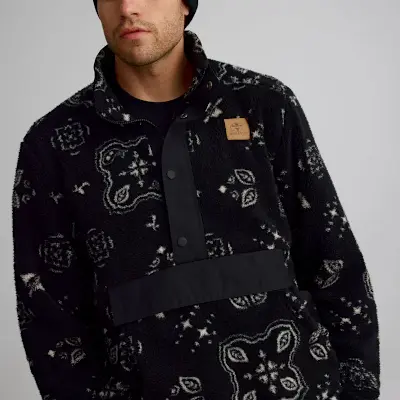 Chandail en peluche à col montant pour homme large