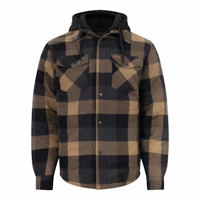 VESTE EN FLANELLE MATELASSÉE AVEC CAPUCHE BRUN PALE HOMMES (G)
