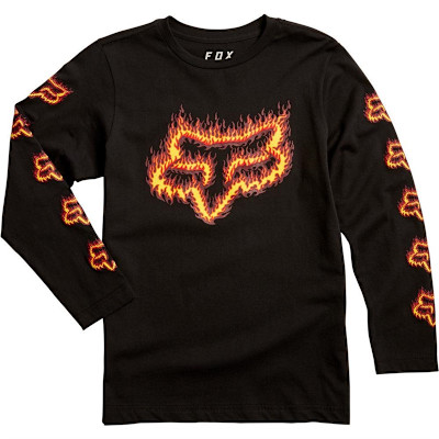 YOUTH FLAME HEAD LS TEE [BLK/GRN] YXL
