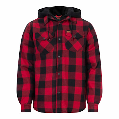 VESTE FLANELLE À CAPUCHE ROUGE HOMME  (G)