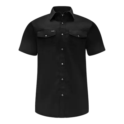 CHEMISE DE TRAVAIL À MANCHES COURTES EN STRETCH CLASSIQUE NOIR HOMMES MEDIUM