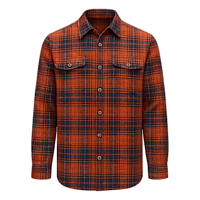CHEMISE EN FLANELLE ÉPAISSE ORANGE HOMMES (M)