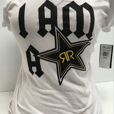 JRS ROCKSTAR ROCK BABE VNECK TEE [WHT] M