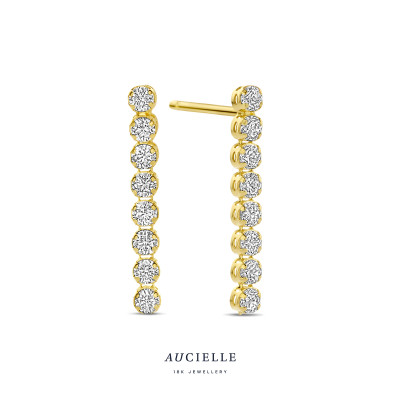 Aucielle - Oorhangers in 18kt geel goud met zirkonium - AE0199C Aucielle - Oorhangers in 18kt geel goud met zirkonium - AE0199C