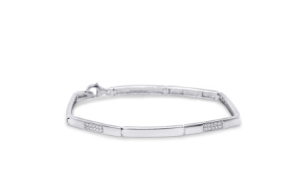 Armband in mat en blinkend zilver met zirkonium - W90-39985-610-71-019 Armband in mat en blinkend zilver met zirkonium - W90-39985-610-71-019