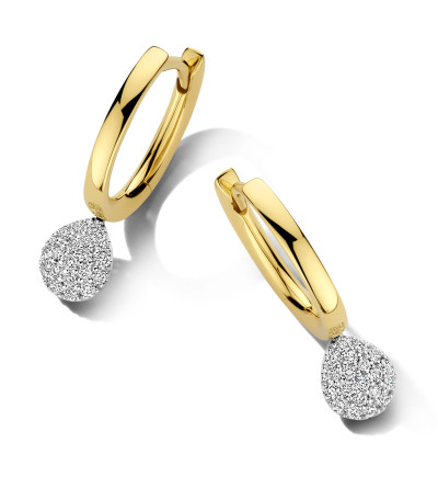 Creolen in 18kt wit en geel goud met briljant - E10B0267B Creolen in 18kt wit en geel goud met briljant - E10B0267B