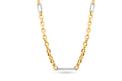 Collier zilver - geel - met zirkonium - CL239-1Y Collier zilver - geel - met zirkonium - CL239-1Y