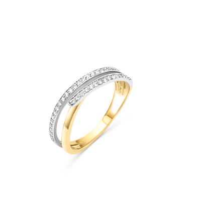 Ring 18kt goud bi-color met briljant - 50-00907-1272 - maat 56