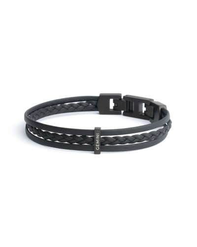 Gemini - armband in leder - ter blackXS-S - O61XSS Gemini - armband in leder - ter blackXS-S - O61XSS