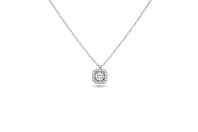 Ketting met hanger 18kt wit goud met briljant - 10C0142W Ketting met hanger 18kt wit goud met briljant - 10C0142W