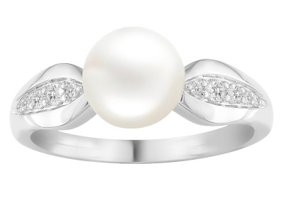 J & A - Ring in 18kt geel goud met een parel en briljant - JA6953 J & A - Ring in 18kt geel goud met een parel en briljant - JA6953