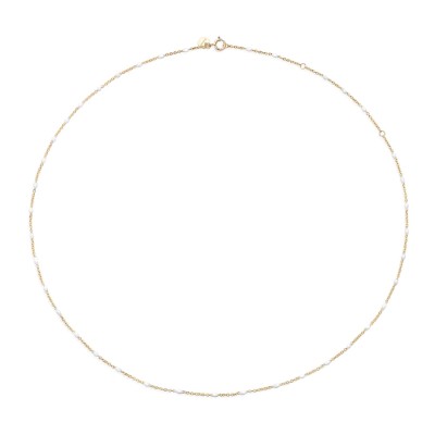 Burato gioielli - Halsketting in 18kt geel goud met witte emaille - CS501 Burato gioielli - Halsketting in 18kt geel goud met witte emaille - CS501