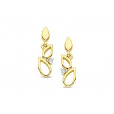 Oorhangers in 18kt wit en geel goud met briljant - GO3783BB