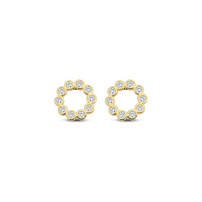 Oorknoppen in 14kt geel goud met zirkonium - 0094 Oorknoppen in 14kt geel goud met zirkonium - 0094