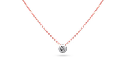 Ketting 18kt rood goud met hanger wit goud en briljant - 20-00061-1272 Ketting 18kt rood goud met hanger wit goud en briljant - 20-00061-1272