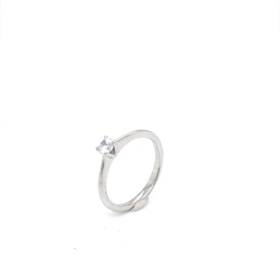 Ring solitair 14kt wit goud met zirkonium - 50-01236-1055F - maat 54