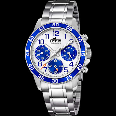 Lotus - Kinderhorloge met metalen band en blauwe lunette - 18580/7 Lotus - Kinderhorloge met metalen band en blauwe lunette - 18580/7