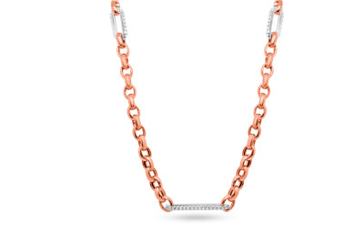 Collier zilver - rood -met zirkonium - CL239-1Y Collier zilver - rood -met zirkonium - CL239-1Y