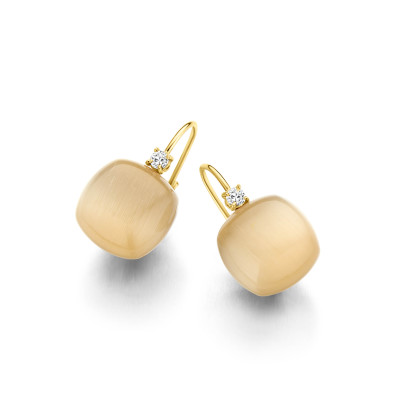 Evanueva - Oorhangers in 18kt geel goud met hydro peach maansteen - O-cherie-135Q-Y Evanueva - Oorhangers in 18kt geel goud met hydro peach maansteen - O-cherie-135Q-Y