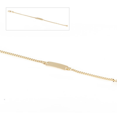 babynaamplaat 18kt geel goud - rechthoekige plaat - gourmette schakel