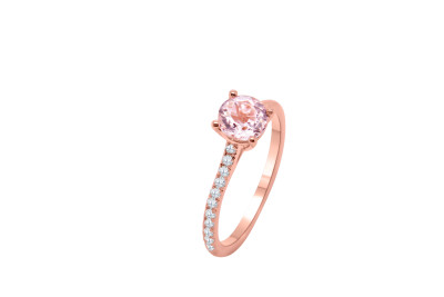 Ring 18kt rood goud met briljant en Morganite - 5737/7 - maat 53