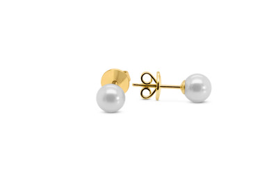 Pareloorring in 18kt geel goud - akoya - 6mm - 30-00636-1970 - extra zwaar slot Pareloorring in 18kt geel goud - akoya - 6mm - 30-00636-1970 - extra zwaar slot