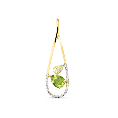 Hangers in 18kt geel goud met peridot en lemon quartz en briljant - 31-31862