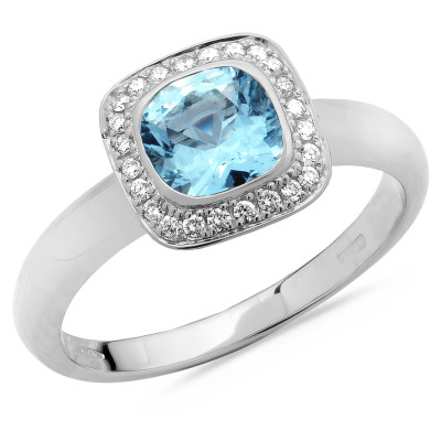 Ring in 18kt wit goud met aquamarijn en briljant - OJ1_1 Ring in 18kt wit goud met aquamarijn en briljant - OJ1_1