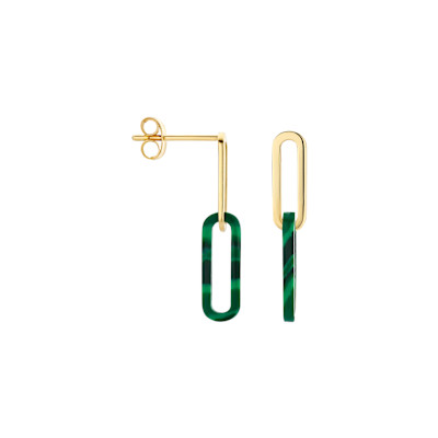 Blush - Oorhanger in 14kt geel goud met malachiet - 7394YMA