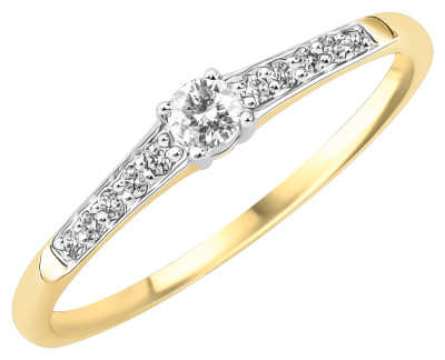 Verlovingsring - solitair - 18kt goud bi-color met natuurlijke briljant - JA3727- maat 53 Verlovingsring - solitair - 18kt goud bi-color met natuurlijke briljant - JA3727- maat 53
