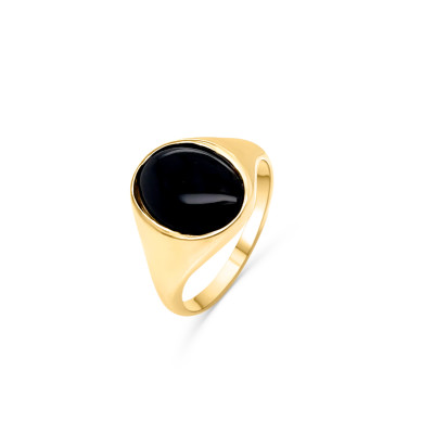 Herenring 18kt geel goud met onyx - 50-01176-3370 - maat 62 Herenring 18kt geel goud met onyx - 50-01176-3370 - maat 62