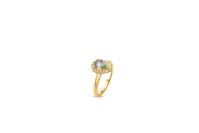 Ring 18kt geel goud met briljant en Peridot - RX5890 - maat 52