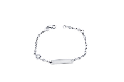 Babynaamplaatje 18kt wit goud met hartje Babynaamplaatje 18kt wit goud met hartje