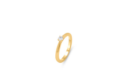 Verlovingsring - solitair - 18kt geel goud met briljant - RF2099 - op maat 53 Verlovingsring - solitair - 18kt geel goud met briljant - RF2099 - op maat 53
