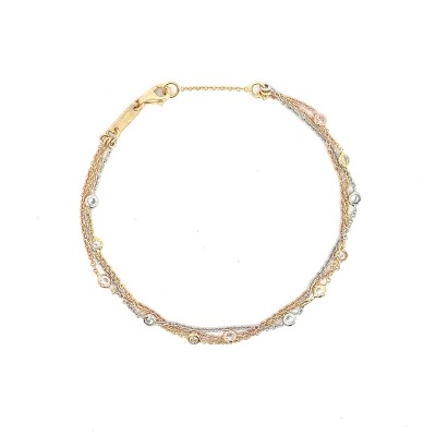 Armband in 18kt wit - geel en rood goud met zirkonium - B11A11290B Armband in 18kt wit - geel en rood goud met zirkonium - B11A11290B