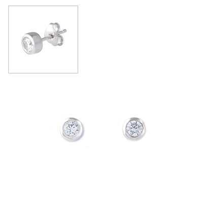 Oorstekers zilver met zirkonium - buitendiameter 4,9mm Oorstekers zilver met zirkonium - buitendiameter 4,9mm