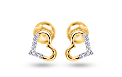 Oorknoppen in 18kt geel goud met briljant - O30