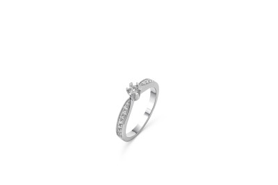 Solitair - verlovingsring - ring 18kt wit goud met briljant - 50-00891-1275