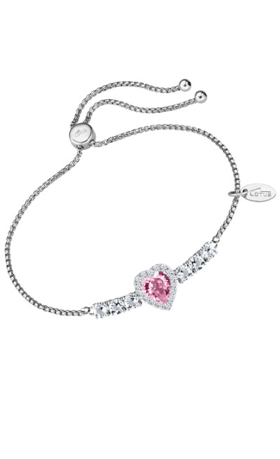 Lotus zilver - Armband met roze en witte zirkonium - LP2006-2/1