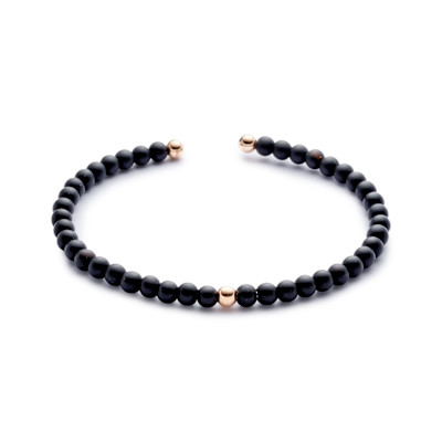 Armband in 18kt rood goud met onyx en titanium - S5034JP312