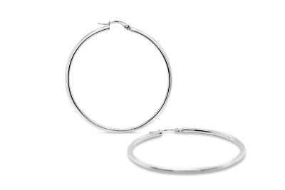 Creolen 18kt wit goud - diam. 4,5cm - buis 2mm Creolen 18kt wit goud - diam. 4,5cm - buis 2mm