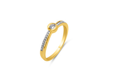 Verlovingsring - solitair - ring 18kt geel goud met briljant - 50-02063-1271 - maat 52