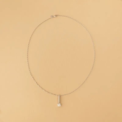 Ketting met hanger 14kt wit goud met zirkonium - 45cm Ketting met hanger 14kt wit goud met zirkonium - 45cm