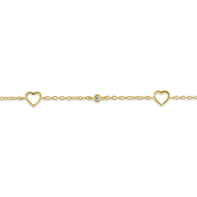 Armband in 18kt geel goud met hartjes en zirkonium - B11A11416G