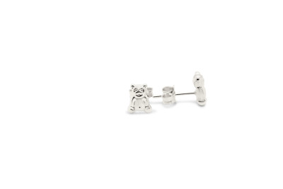 Kinderoorstekers 18kt wit goud - beer Kinderoorstekers 18kt wit goud - beer