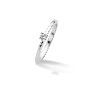 Solitair - ring 18kt wit goud met briljant 0.10ct - RX5855 Solitair - ring 18kt wit goud met briljant 0.10ct - RX5855
