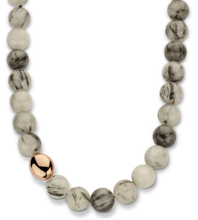 Evanueva - Collier in toermalijn quartz met een 18k rood gouden schakel - C-10-528 Evanueva - Collier in toermalijn quartz met een 18k rood gouden schakel - C-10-528