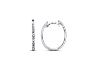 Creolen in 18kt wit goud met briljant - E10B0318W Creolen in 18kt wit goud met briljant - E10B0318W