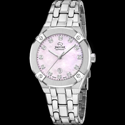 Jaguar - Dameshorloge in staal met roze parelmoer wijzerplaat - J1016/5